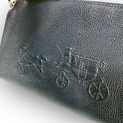 ６１COACH コーチ 2wayバッグ ハンドバッグ ショルダーバッグ ネイビー レザー