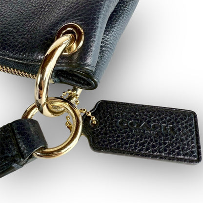 ６１COACH コーチ 2wayバッグ ハンドバッグ ショルダーバッグ ネイビー レザー