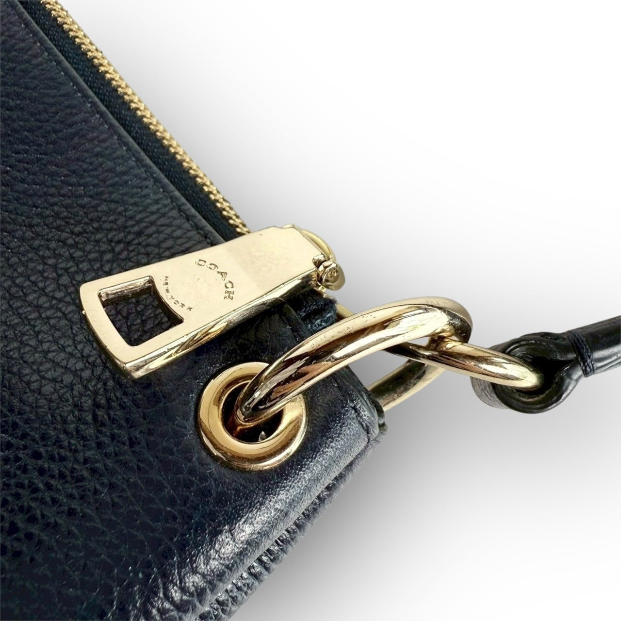 ６１COACH コーチ 2wayバッグ ハンドバッグ ショルダーバッグ ネイビー レザー