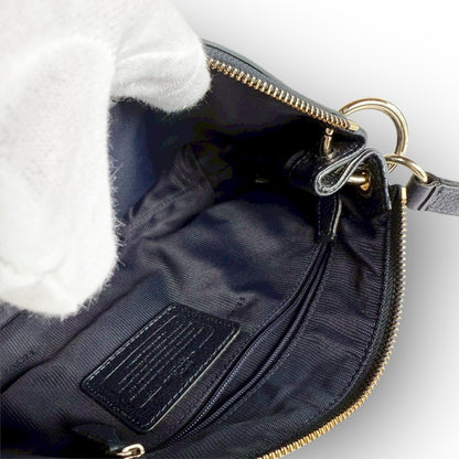 ６１COACH コーチ 2wayバッグ ハンドバッグ ショルダーバッグ ネイビー レザー