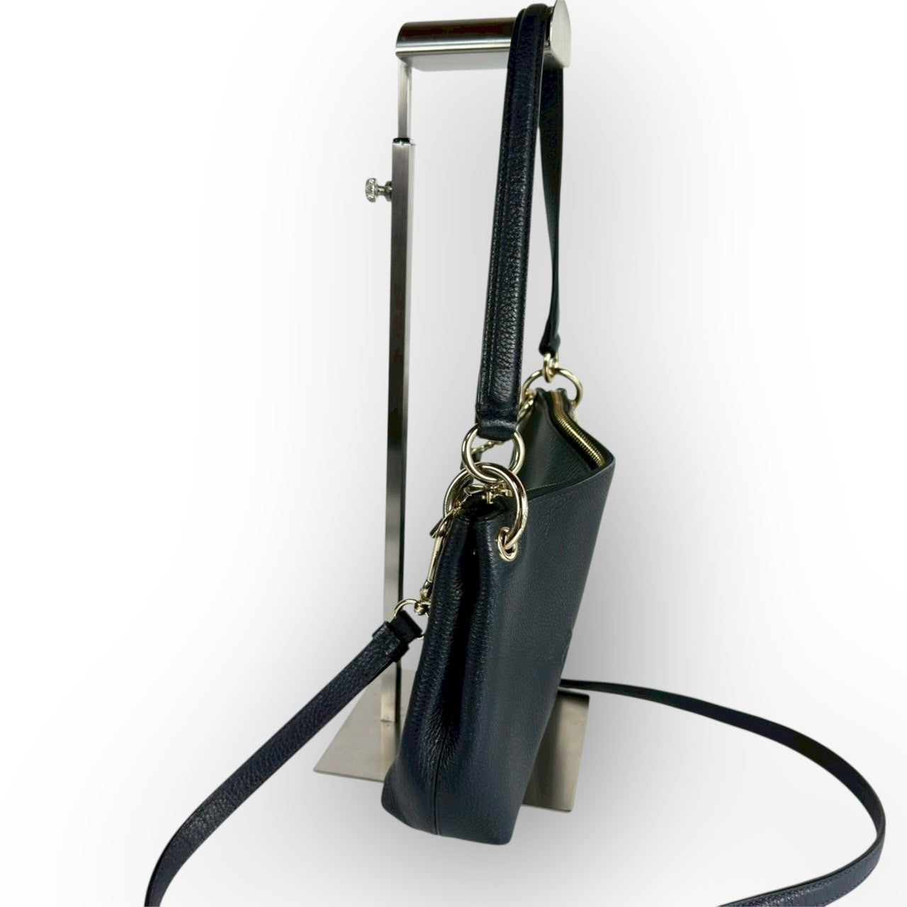 ６１COACH コーチ 2wayバッグ ハンドバッグ ショルダーバッグ ネイビー レザー
