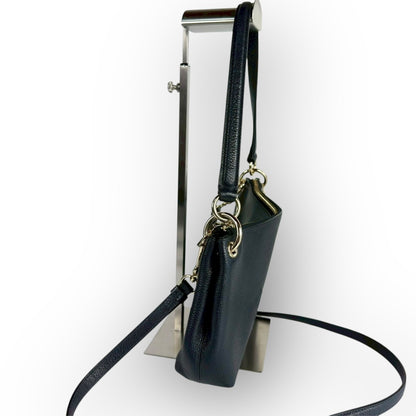 ６１COACH コーチ 2wayバッグ ハンドバッグ ショルダーバッグ ネイビー レザー
