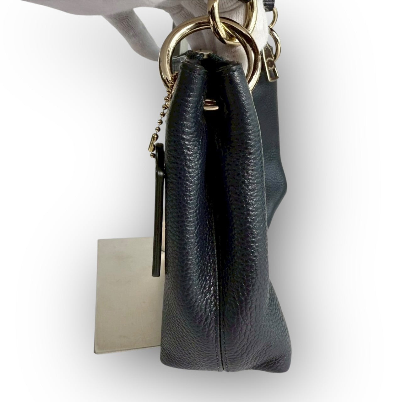 ６１COACH コーチ 2wayバッグ ハンドバッグ ショルダーバッグ ネイビー レザー
