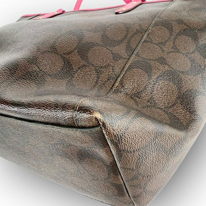 ６２ COACH コーチ トートバッグ シグネチャー ブラウン×ピンク E1747 F23860