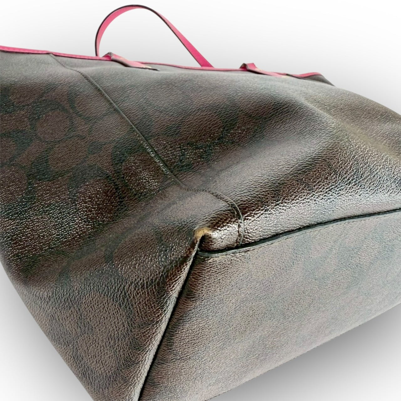 ６２ COACH コーチ トートバッグ シグネチャー ブラウン×ピンク E1747 F23860