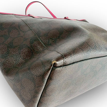 ６２ COACH コーチ トートバッグ シグネチャー ブラウン×ピンク E1747 F23860