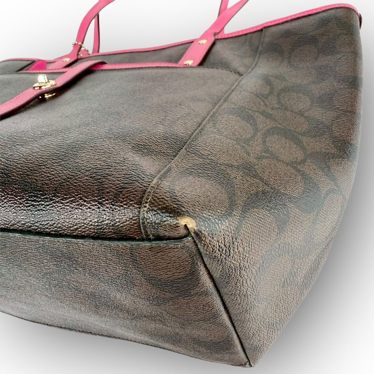 ６２ COACH コーチ トートバッグ シグネチャー ブラウン×ピンク E1747 F23860