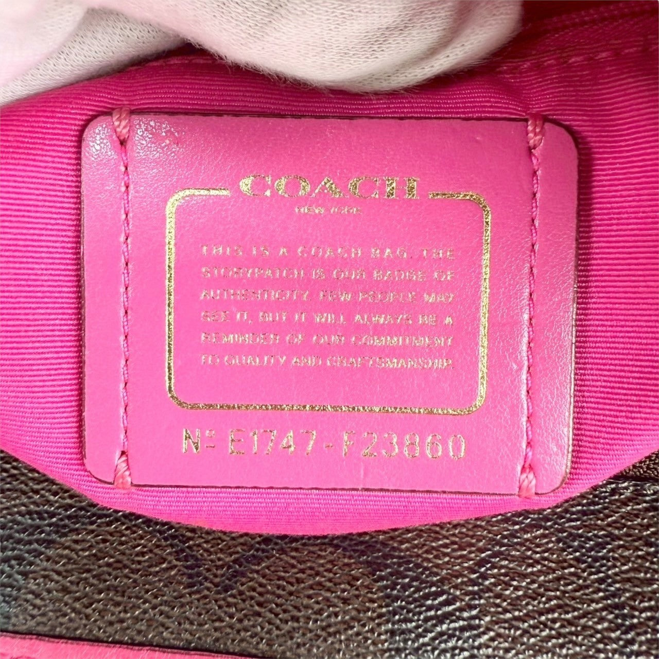 ６２ COACH コーチ トートバッグ シグネチャー ブラウン×ピンク E1747 F23860