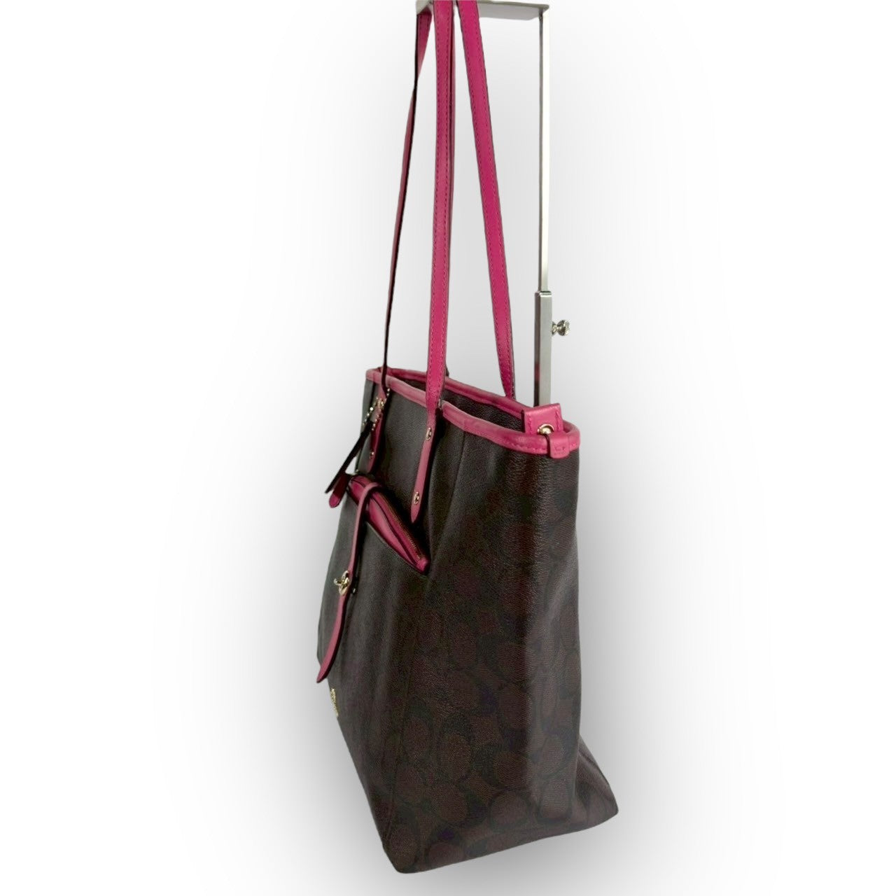 ６２ COACH コーチ トートバッグ シグネチャー ブラウン×ピンク E1747 F23860