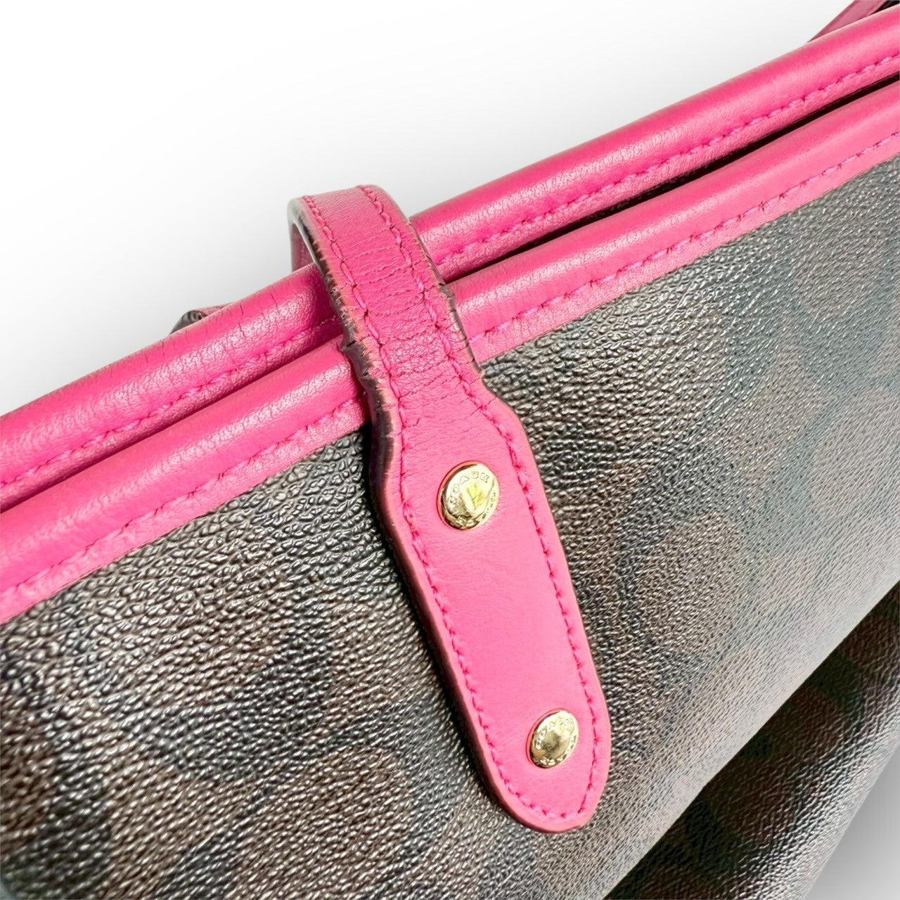 ６２ COACH コーチ トートバッグ シグネチャー ブラウン×ピンク E1747 F23860