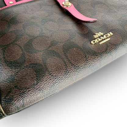 ６２ COACH コーチ トートバッグ シグネチャー ブラウン×ピンク E1747 F23860