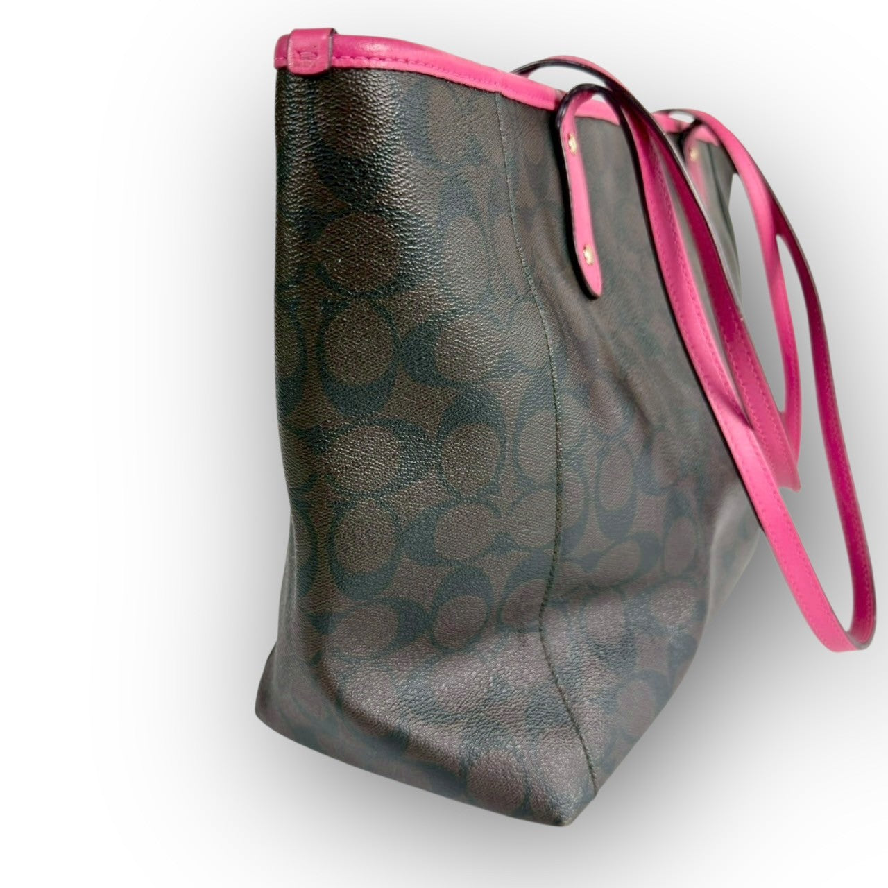 ６２ COACH コーチ トートバッグ シグネチャー ブラウン×ピンク E1747 F23860