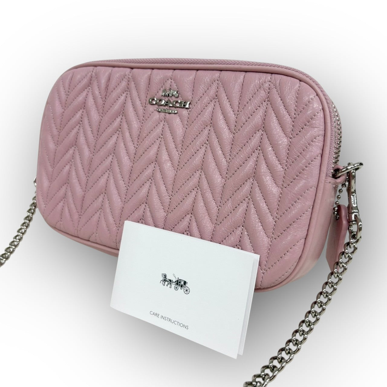 ６４COACH コーチ チェーンクロスボディ ミニポーチ ショルダー ピンク