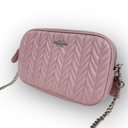 ６４COACH コーチ チェーンクロスボディ ミニポーチ ショルダー ピンク