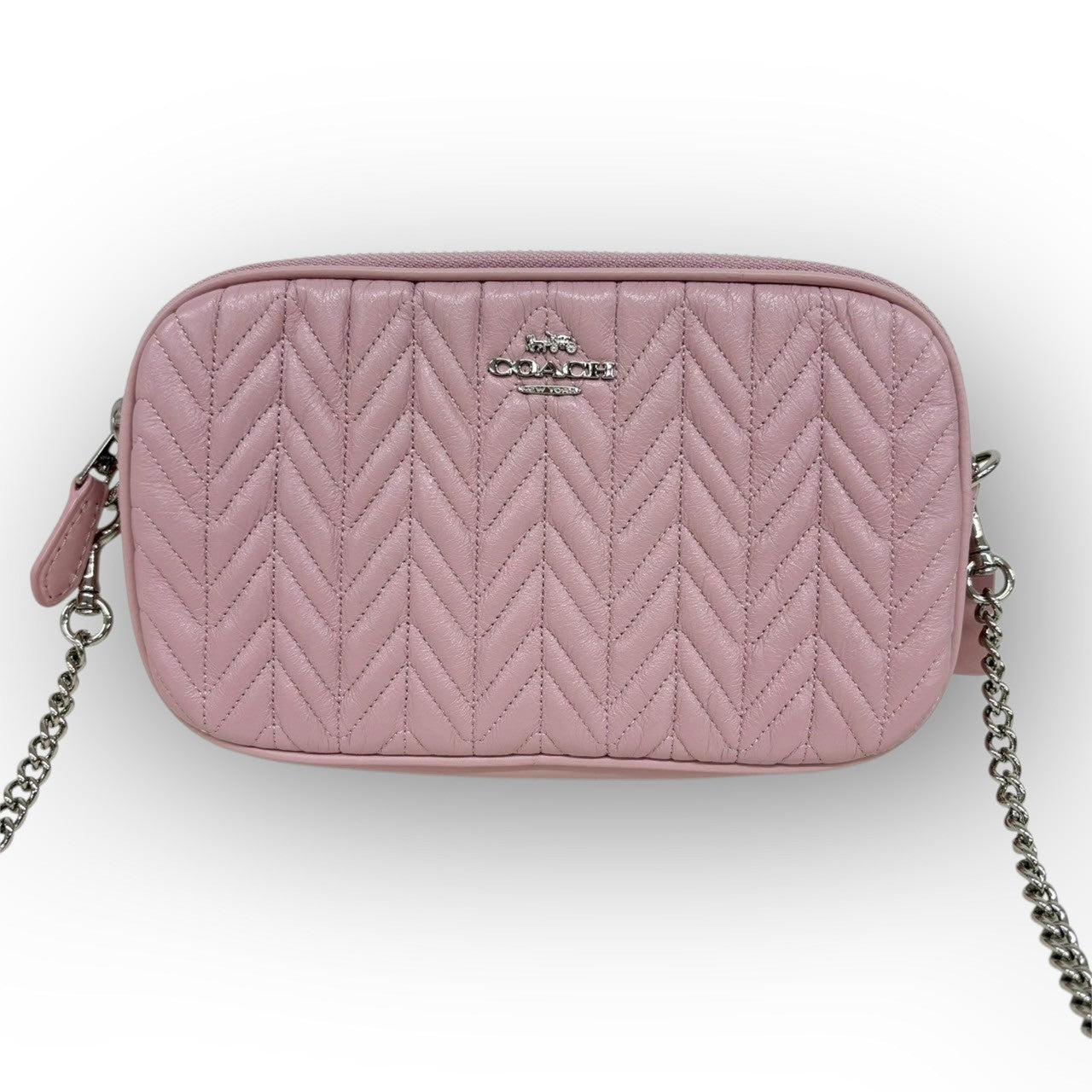 ６４COACH コーチ チェーンクロスボディ ミニポーチ ショルダー ピンク