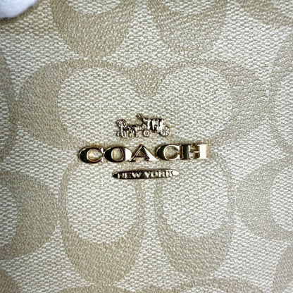 ６５ COACH コーチ トートバッグ シグネチャー ベージュ×ホワイト