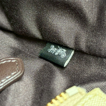 ６５ COACH コーチ トートバッグ シグネチャー ベージュ×ホワイト