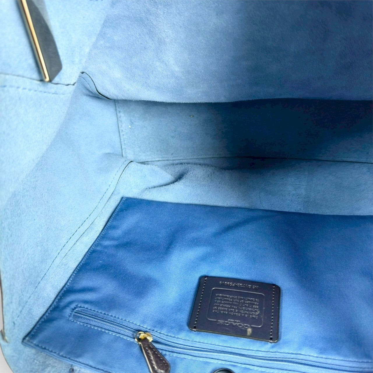 ６８ COACH コーチ トートバッグ ネイビー×ブルー 大容量 レザーB1732 F50818