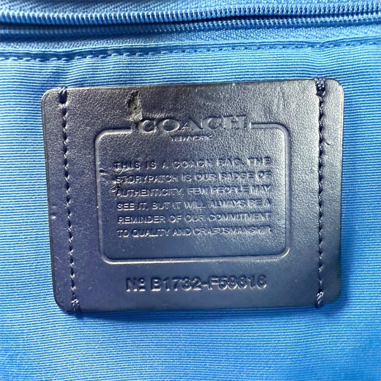 ６８ COACH コーチ トートバッグ ネイビー×ブルー 大容量 レザーB1732 F50818