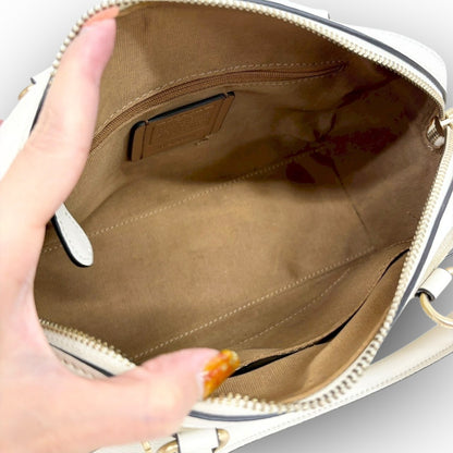 ６９ COACH コーチ PVCレザー 2way ショルダーバッグ ベージュ×ホワイト