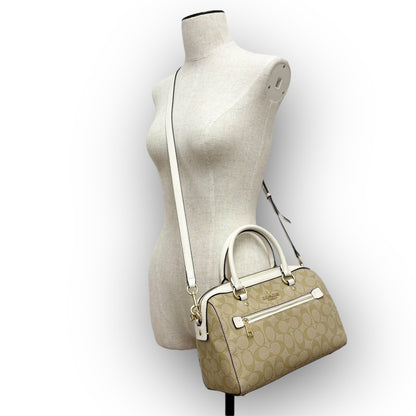 ６９ COACH コーチ PVCレザー 2way ショルダーバッグ ベージュ×ホワイト