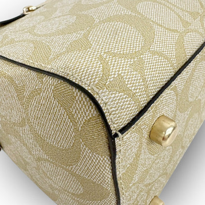 ６９ COACH コーチ PVCレザー 2way ショルダーバッグ ベージュ×ホワイト