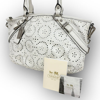 ７３ COACH コーチ パンチングレザー 2way バッグ ホワイト