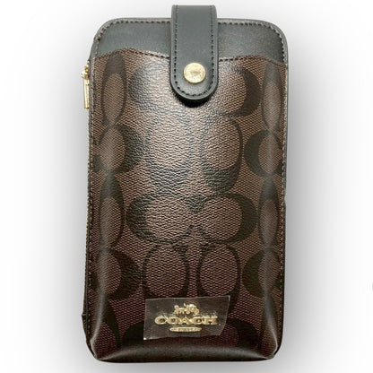 ７５ COACH コーチ チェーンバッグ スマホショルダー シグネチャー ブラウン/ブラック