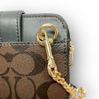 ７５ COACH コーチ チェーンバッグ スマホショルダー シグネチャー ブラウン/ブラック