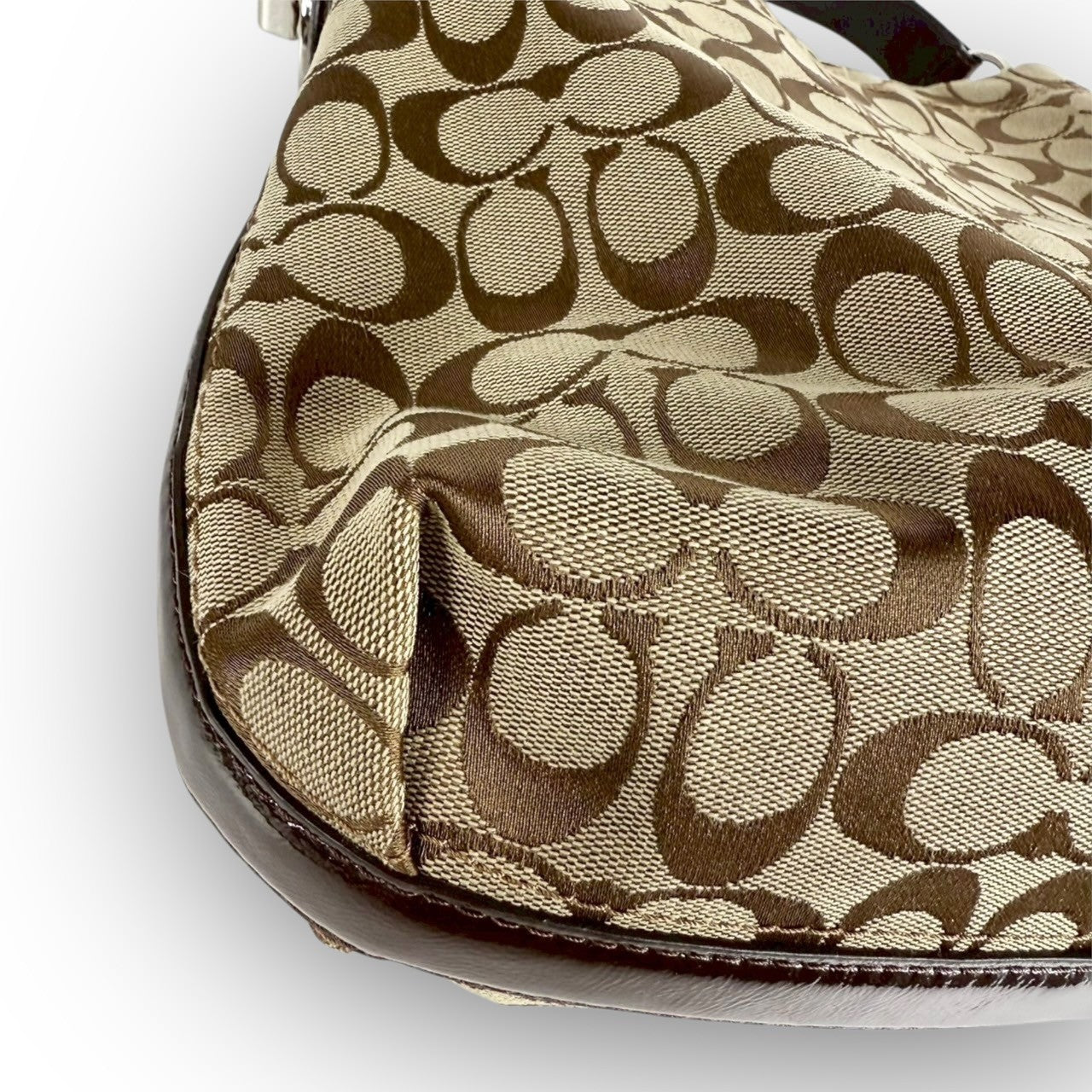 ７７ COACH コーチ トートバッグ シグネチャー ベージュ×ブラウンJ1176 F16538