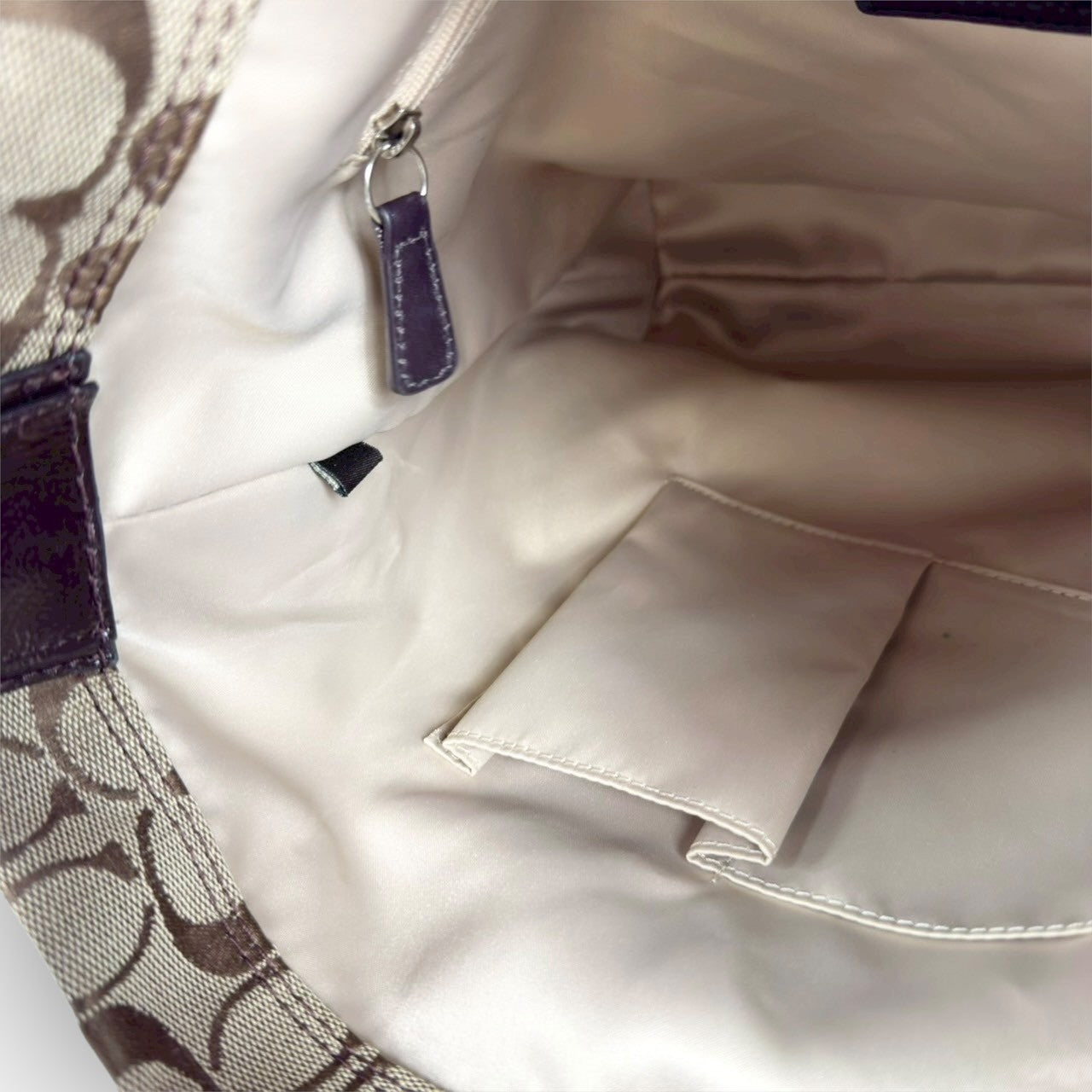 ７７ COACH コーチ トートバッグ シグネチャー ベージュ×ブラウンJ1176 F16538
