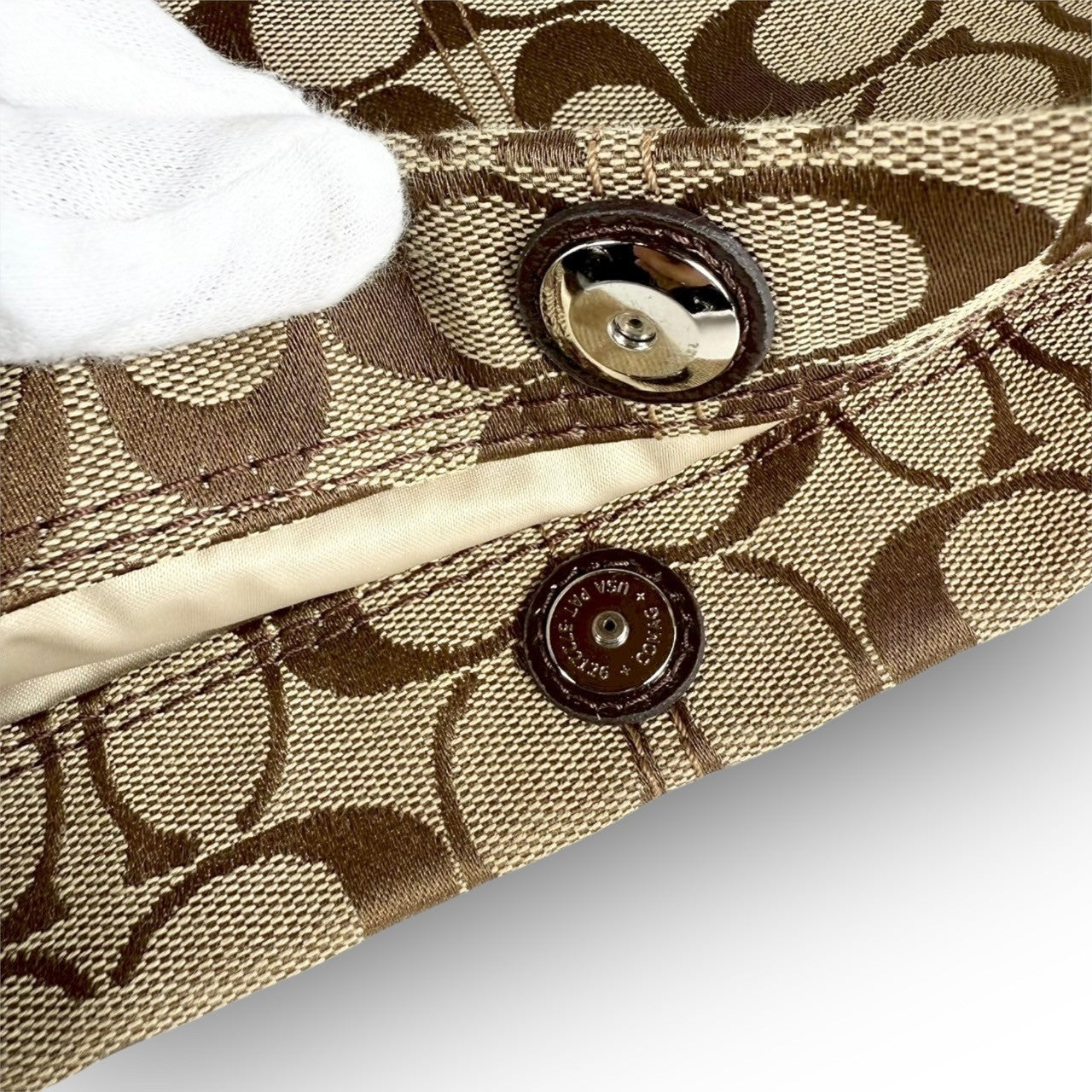 ７７ COACH コーチ トートバッグ シグネチャー ベージュ×ブラウンJ1176 F16538