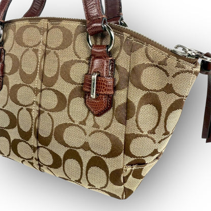 ８１ COACH コーチ ハンドバッグ ミニバッグ シグネチャー ブラウン