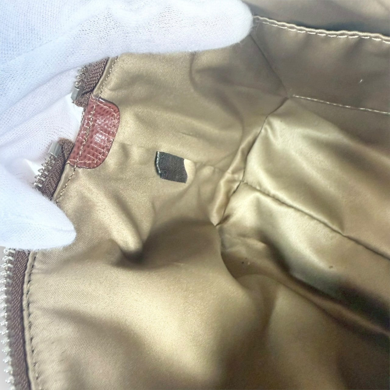 ８１ COACH コーチ ハンドバッグ ミニバッグ シグネチャー ブラウン