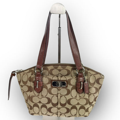 ８１ COACH コーチ ハンドバッグ ミニバッグ シグネチャー ブラウン