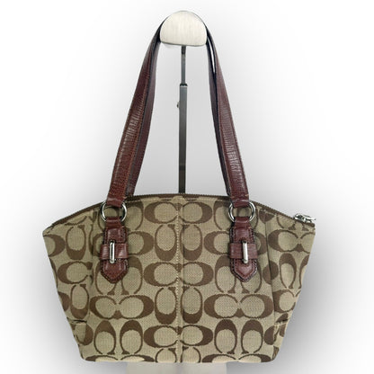 ８１ COACH コーチ ハンドバッグ ミニバッグ シグネチャー ブラウン