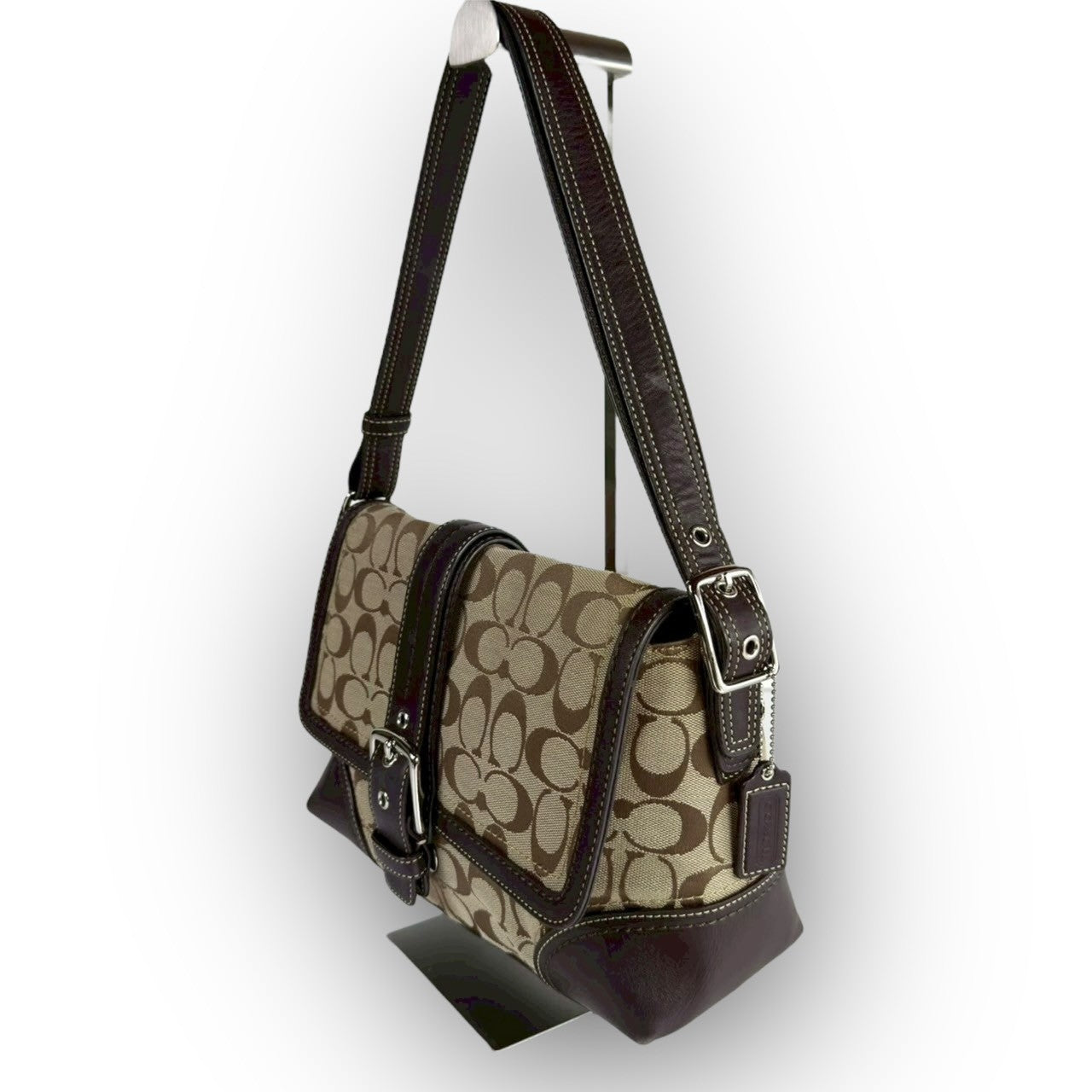 ８３ COACH コーチ トートバッグ シグネチャー×レザー