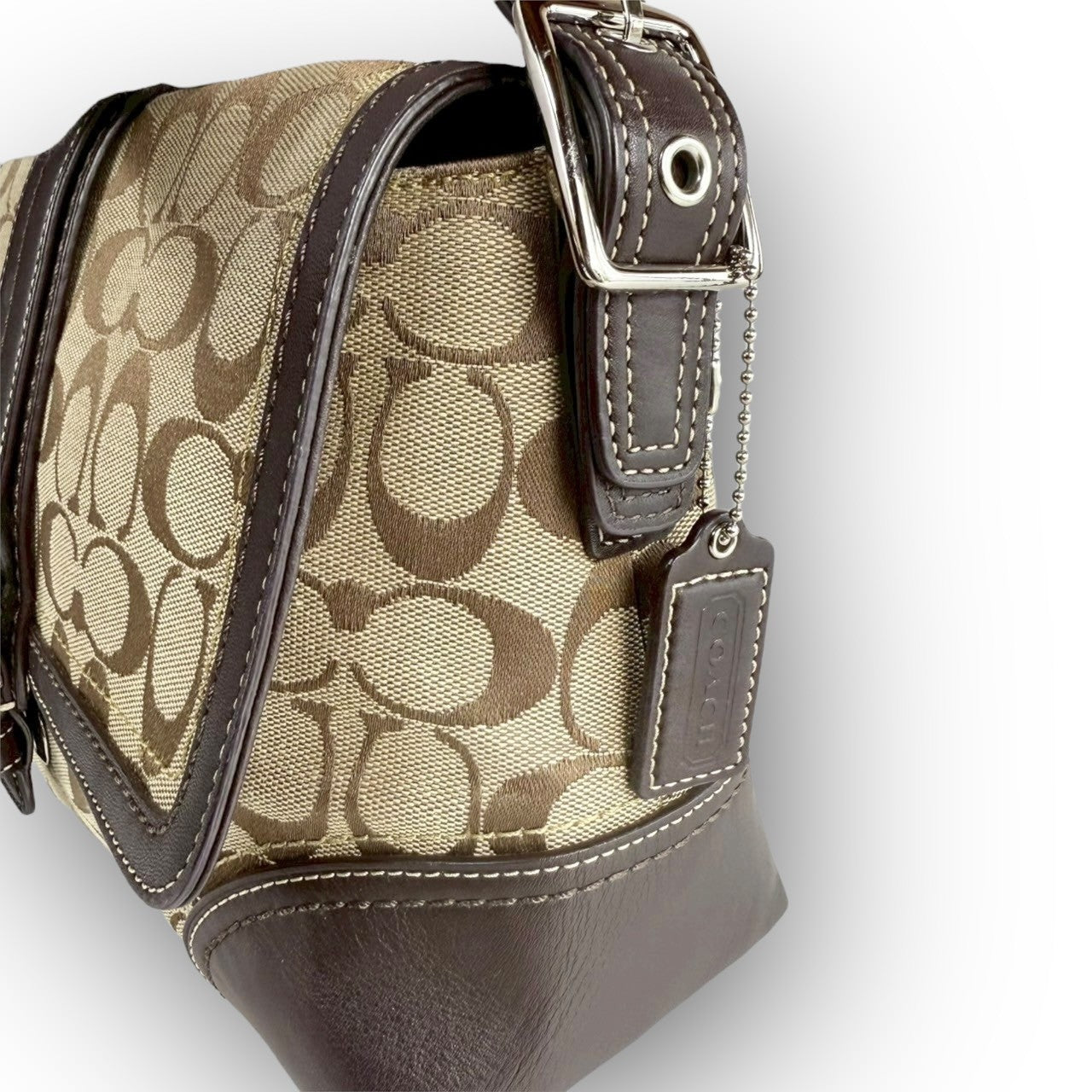 ８３ COACH コーチ トートバッグ シグネチャー×レザー