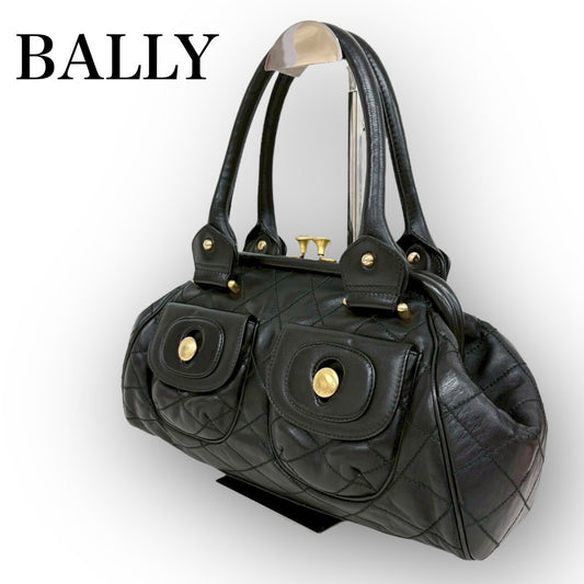 ８４ BALLY バリー キルティング レザー ハンドバッグ ブラック 黒
