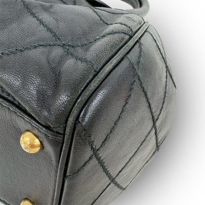 ８４ BALLY バリー キルティング レザー ハンドバッグ ブラック 黒