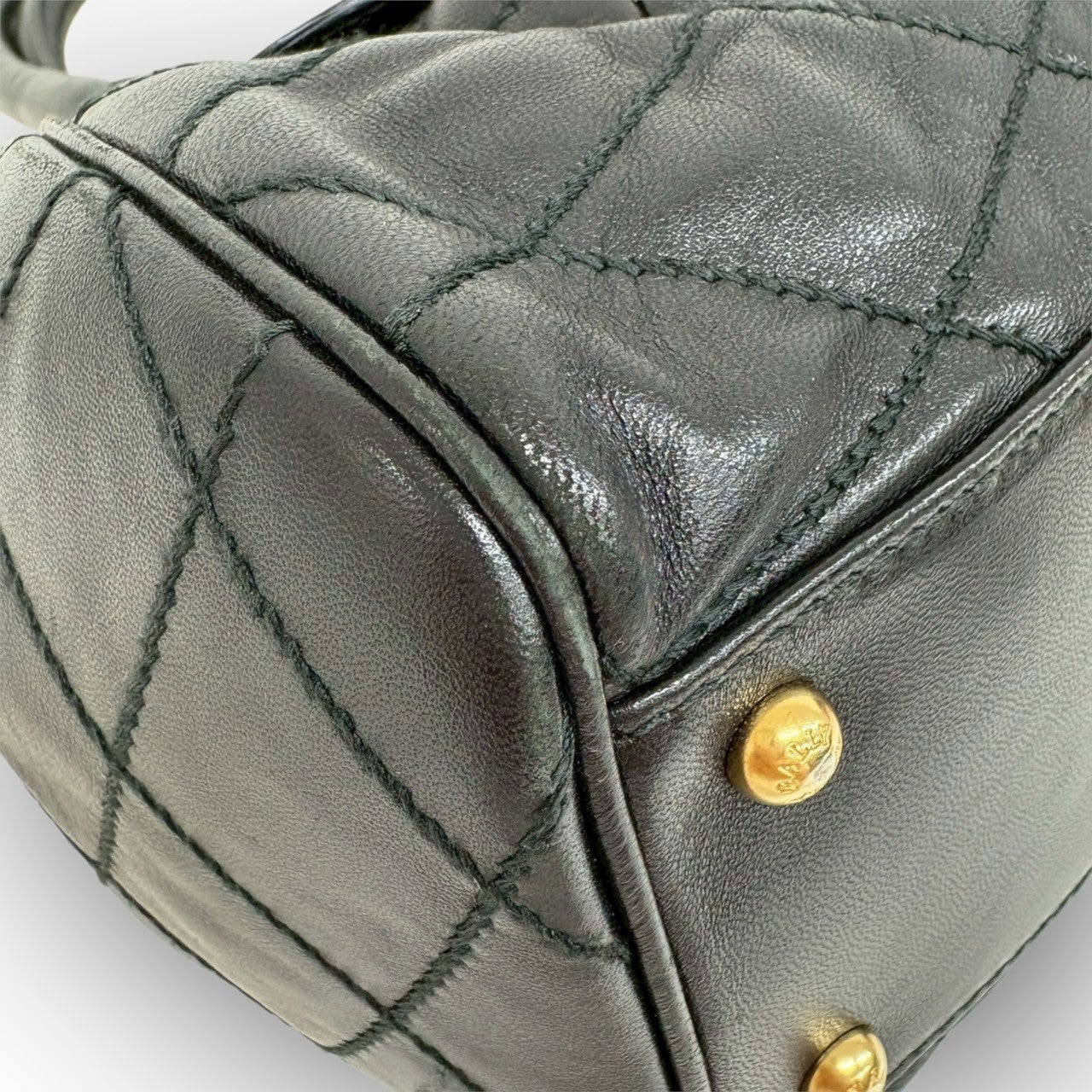 ８４ BALLY バリー キルティング レザー ハンドバッグ ブラック 黒