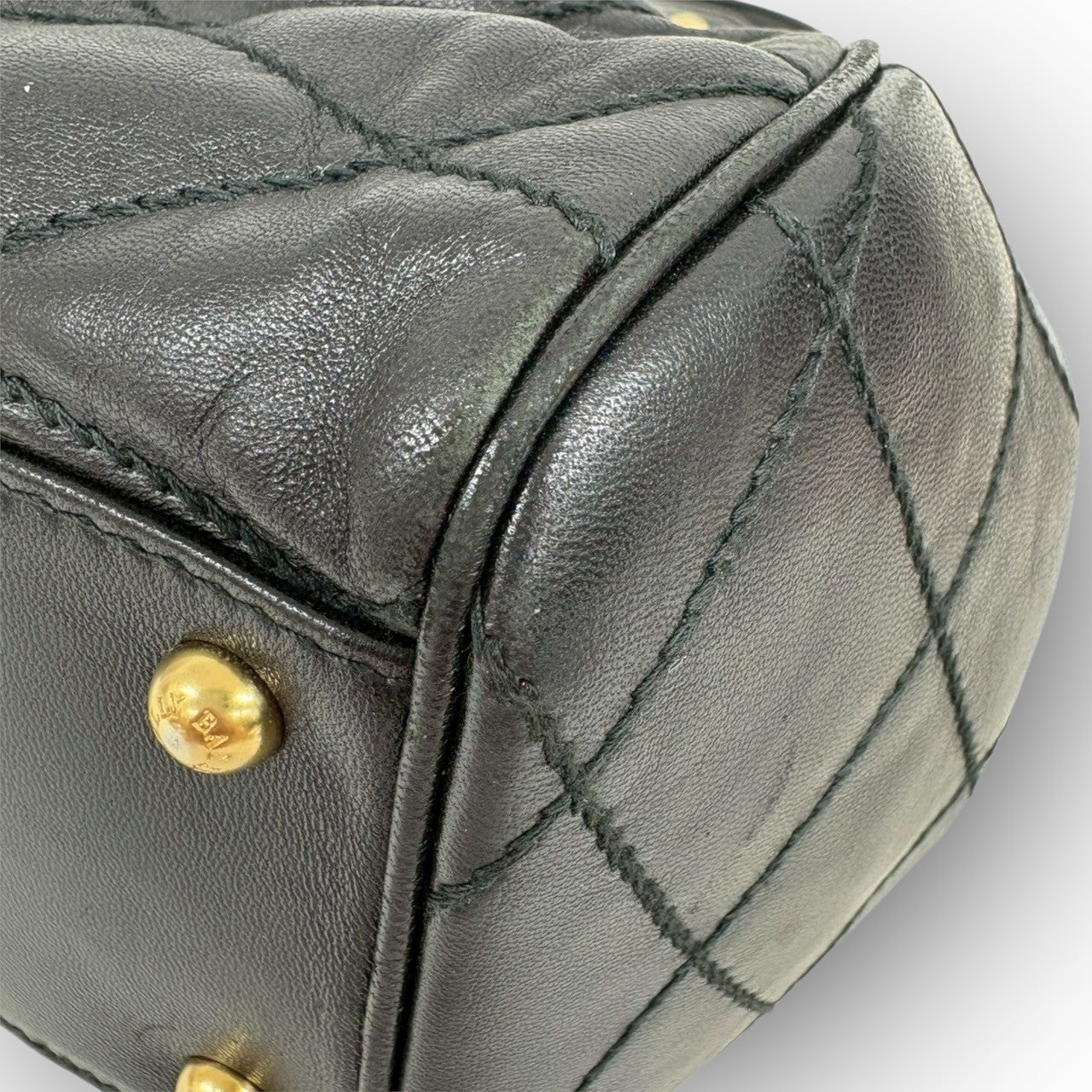８４ BALLY バリー キルティング レザー ハンドバッグ ブラック 黒
