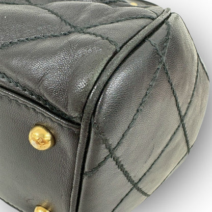 ８４ BALLY バリー キルティング レザー ハンドバッグ ブラック 黒