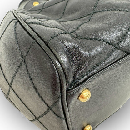 ８４ BALLY バリー キルティング レザー ハンドバッグ ブラック 黒