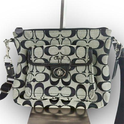 ８７ COACH コーチ ショルダーバッグ シグネチャー ブラック×グレー ミニバッグ