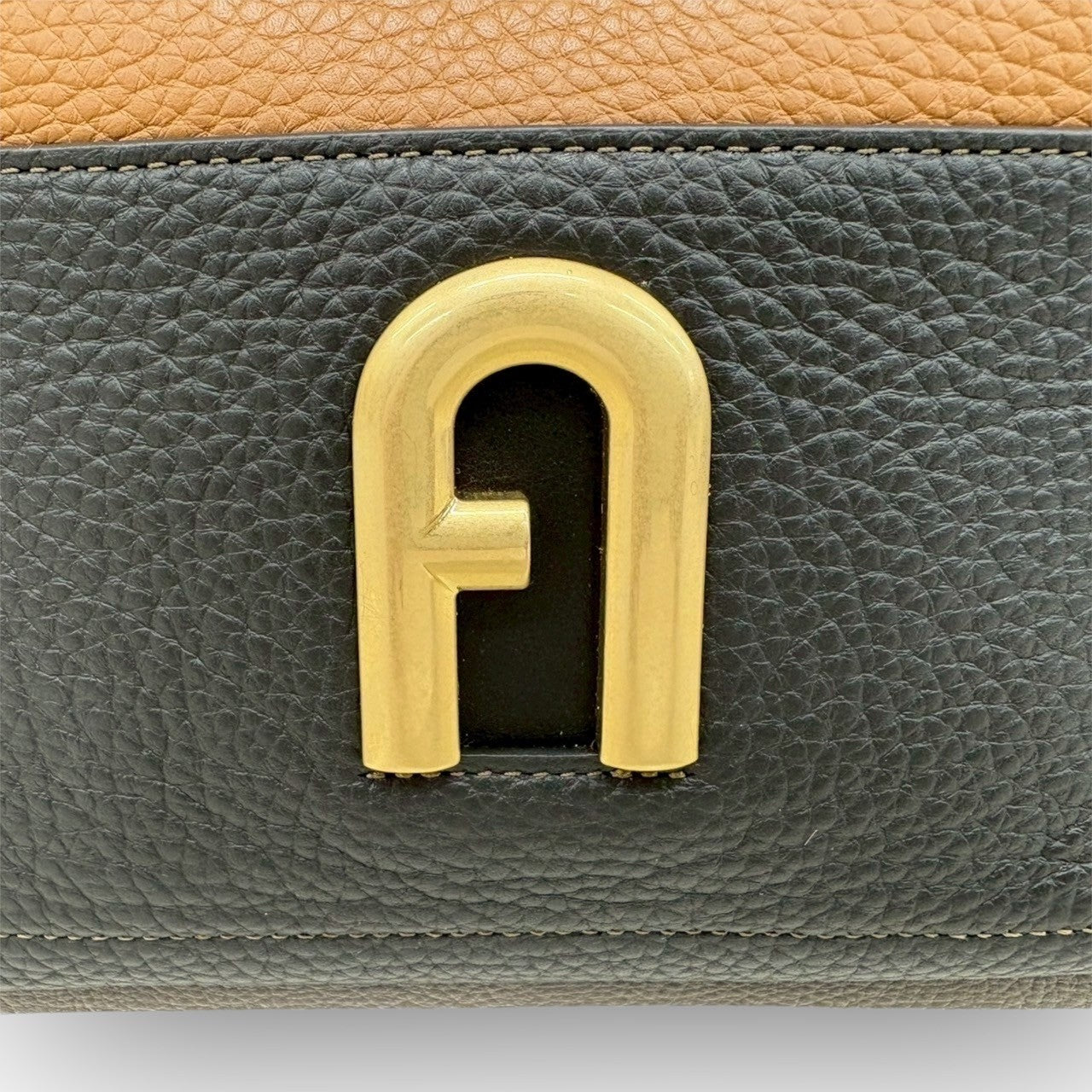 ９２ FURLA フルラ バイカラー レザー 2way ショルダーバッグ ブラウン×ブラック
