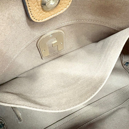 ９２ FURLA フルラ バイカラー レザー 2way ショルダーバッグ ブラウン×ブラック