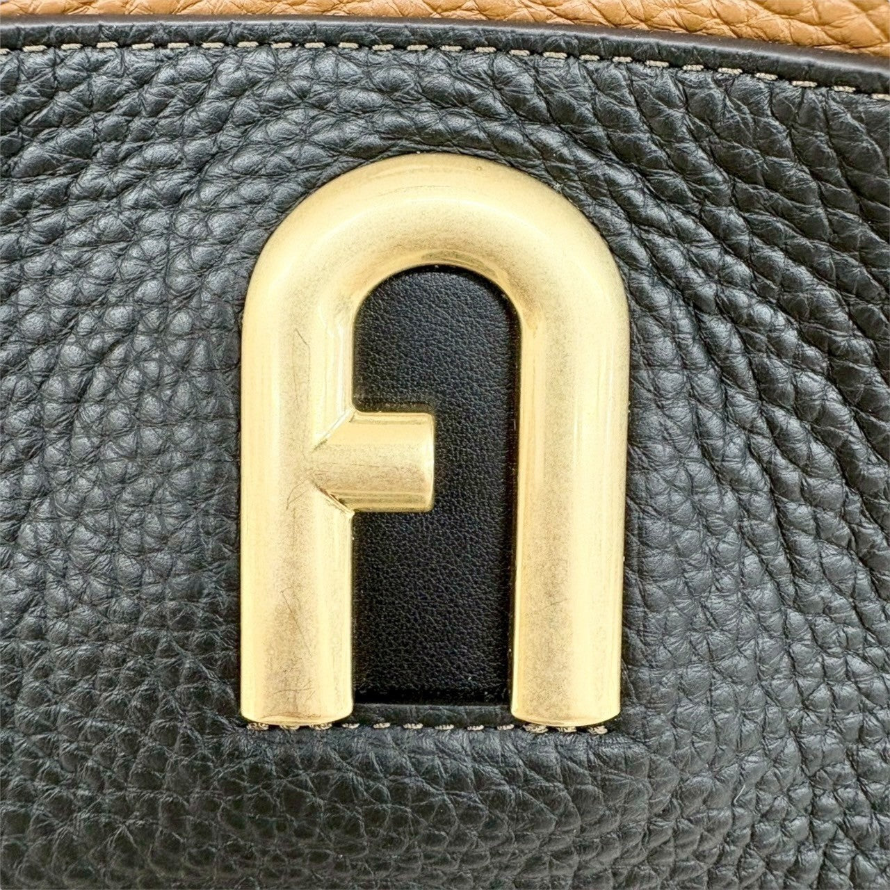 ９２ FURLA フルラ バイカラー レザー 2way ショルダーバッグ ブラウン×ブラック