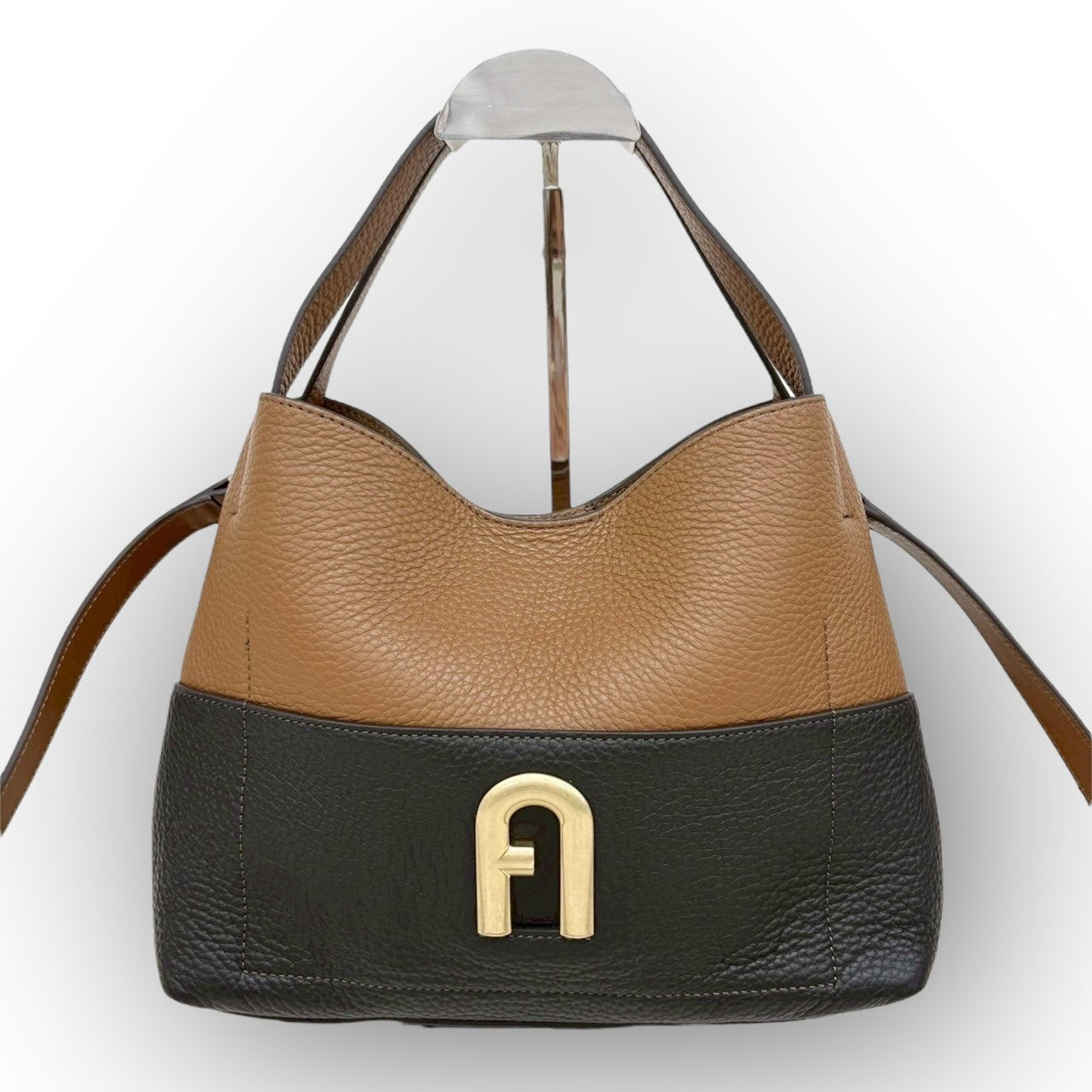 ９２ FURLA フルラ バイカラー レザー 2way ショルダーバッグ ブラウン×ブラック