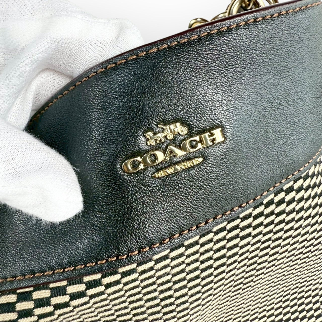 ９６ COACH コーチ トートバッグ ブラック×ベージュ×ブラウン D1857 F27575